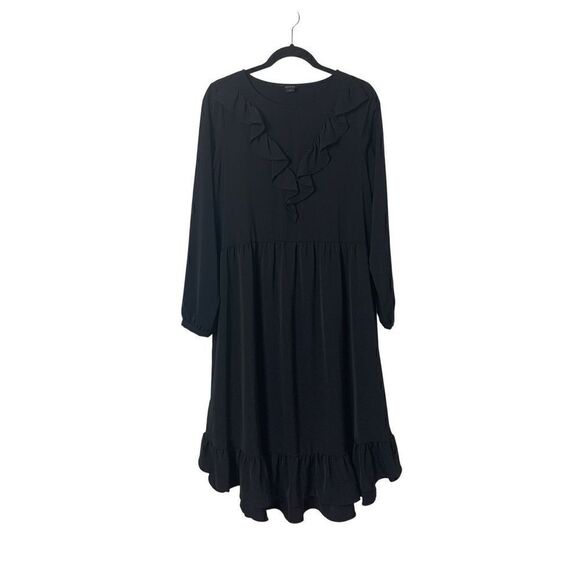 Monki Black 3/4 Sleeved Ruffled Witchy Modest Dress Size Small - Picture 1 of 6
